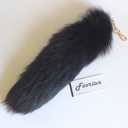 Chic and Alluring Natural Fox Tail Charms - Multicolor Fashionable Accessory Attachments (Black)