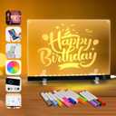 Acrylic Dry Erase Board:16M-Color LED Light-Up Memo Board w/Music Sync, APP & Remote Control, Stand, &12 Markers - Versatile Night Light for Room, Office -14.1"x10.1" Neon Glow Display