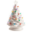 Red Green Blue Clear Holiday Tree Lighted 8 inch Ceramic Decorative Tabletop Figurine