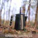 CAMPINGMOON 1.5L Campfire Kettle Stainless Steel Camping Kettle Black BKSW-6