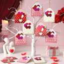 Chunful 12 Pcs Large Wooden Heart Envelope Ornament Valentine Decorations for Tree 4 Inch Love Letter Envelope Hanging Tags with Ropes Red Pink Cutouts Romantic Valentines Decor for Home Office Gift