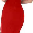 BORIFLORS Women's Sexy Ruched Bodycon Midi Dresses Square Neck Sleeveless Ruffle Hem Club Party Tank Dress (Red, M)