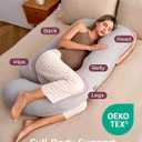 Momcozy Pregnancy Pillows for Sleeping, U Shaped Full Body Pillow for Pregnancy Women with Removable Jersey Cotton Cover, 57 Inch Maternity Pillow, Grey