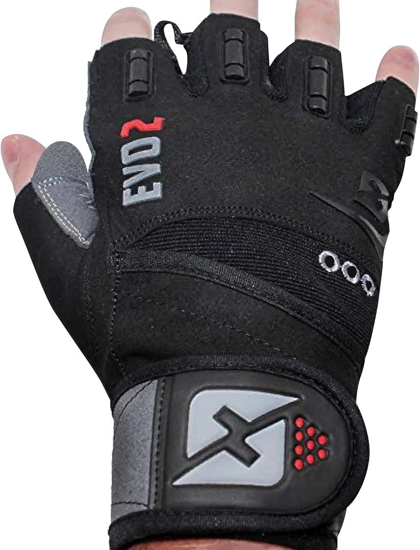 skott Evo 2 Weightlifting Gloves with Integrated Wrist Wrap Support-Double Stitching for Extra Durability-Get Ripped with The Best Body Building Fitness and Exercise Accessories (Medium, Black/Gray)