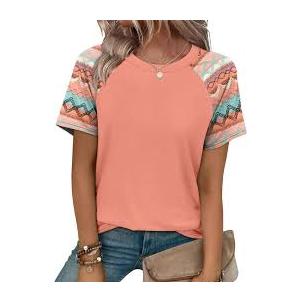 WIHOLL Summer Tops for Women 2026 Trendy Short Sleeve Shirts Crew Neck Tops Curved Hem Fashion Clothing XL