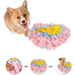 GoFika Small Dogs Slow Feeding Snuffle Foraging Mat Cloth for Puppies and Pets (14" x 11.8") Interactive Puzzle Feeder for Stimulation and Nosework (Pink)
