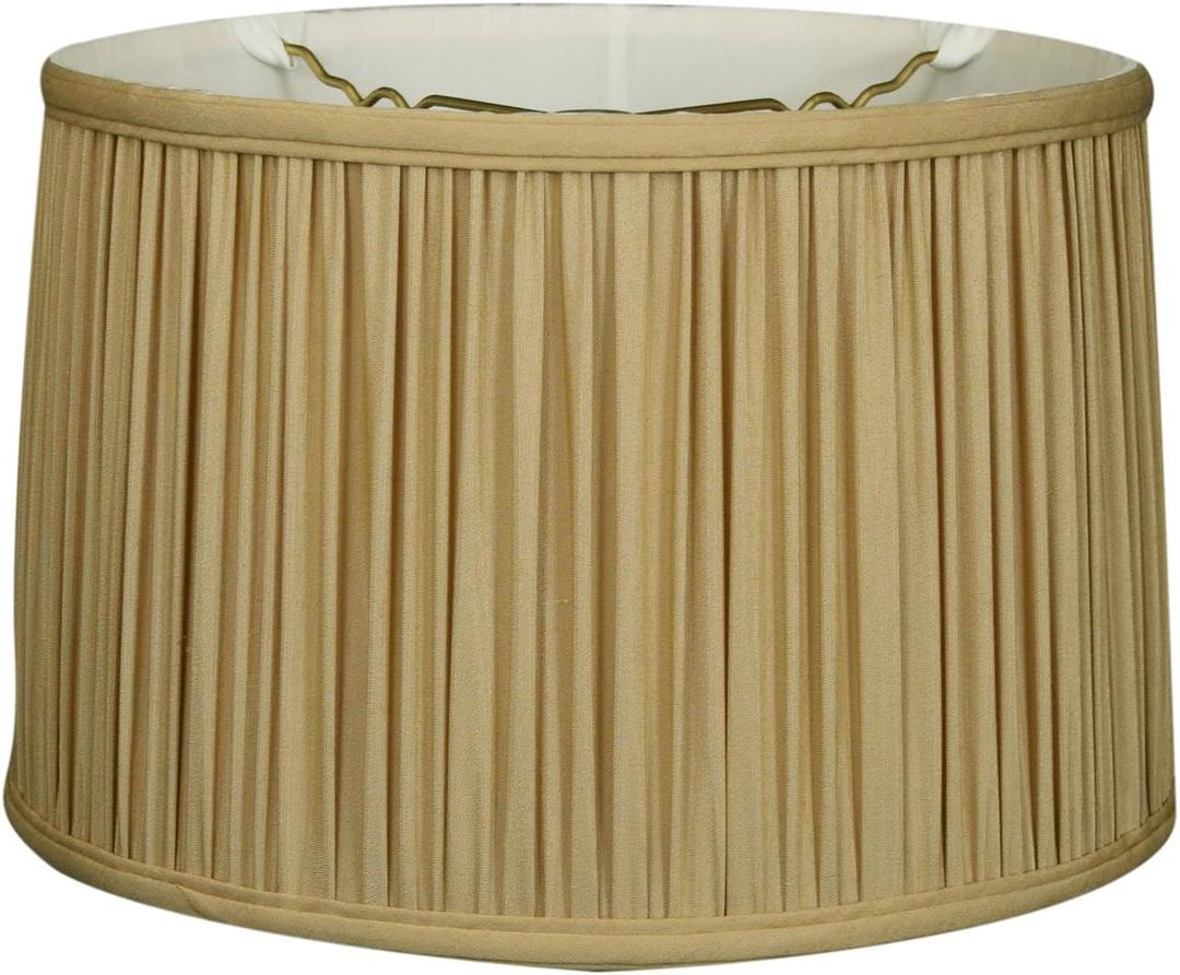 Royal Designs Shallow Drum Gather Pleat Basic Lamp Shade, Antique Gold, 11" x 12" x 8.5",BS-750-12AGL