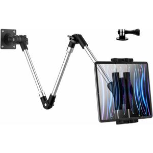 Metal Long Arm Tablet Wall Mount Holder [Aluminum Arm 37"] Adjustable Wall Tablet Stand with Foldable Arm for iPad Pro Air Mini, Galaxy Tab, Surface, Switch, Fire, iPhone, 4-12.9"