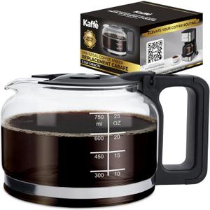 Kaffe Universal Replacement Coffee Carafe - 5 Cup Glass Pot for Drip Coffee Makers - Glass, Easy-Grip Handle, Sneak-A-Cup Compatible - Capacity Markings, Dishwasher Safe