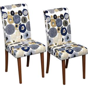 Stretch Dining Chair Covers Set of 2,Floral Print Chair Covers,Soft Removable Washable,Pet Friendly Furniture Protector,Universal Chair Slipcovers for Home, Kitchen,Ceremony Dining Room Seat (Polka Dot Print)