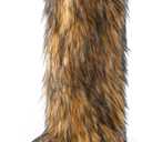 IXU Women's Faux Fur Boot Furry Fluffy Round Toe Suede Winter Comfy Plush Warm Short Outdoor Indoor Flat Shoes Knee-High Boots (8.5, Brown)