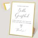 Please Sign Our Guestbook Sign, Bible Guest Book Wedding Sign, Engagement Party Desk Decor for Bridal Shower and Wedding Reception, Gold Frame Wedding Signs with Stand, Wedding Party Favors,2