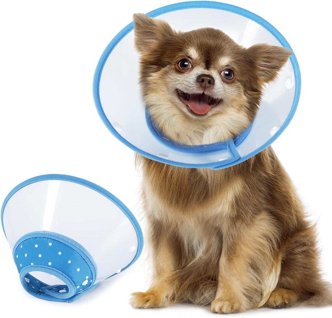 Vivifying Dog Cones for Small Dogs, Adjustable 5.7-8in Pet Cone, Lightweight Recovery Elizabethan Collar for Cats, Puppies and Mini Dogs (Blue), Size: M(Neck: 5.7-8.0 in)