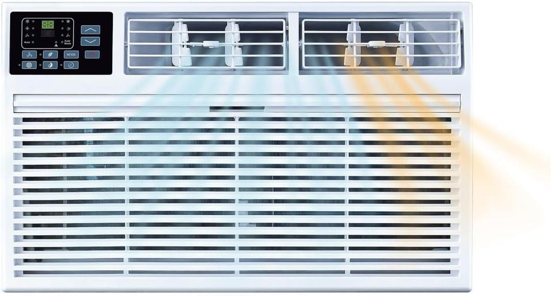 Whirlpool 10,000 BTU 230V Through-the-Wall Air Conditioner with Supplemental Heat, Dehumidifier and Remote, Wall AC Unit for Apartment, Living Room and Medium Rooms up to 450 Square Feet in White