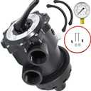 SP071620T 2'' Top-Mount Multiport Valve, Compatible with Hayward Pro Series S270T2 / S310T2 / S360T2 Sand Filters, with Clamp & O-Ring