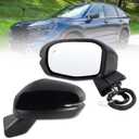 Left Driver Side Mirror Compatible With 2023-2027 Honda CRV CR-V With Power Glass Manual Folding Heated Turn Signal Blind Spot Black Replace#76258-3A0-A91(8Pins)