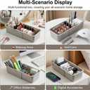 Li&Zhao Drawer Organizer- Adjustable Storage Bins with 5 Dividers, Gray Clear Drawer Organizer for Kitchen, Bedroom, and Office, Expandable clear organizer bins for Makeup, Utensils, and Gadgets