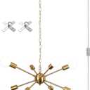 LASENCHOO 8 Lights Plug in Chandelier, Hanging Lights with Plug in Cord 16.4ft & Switch, Plug in Pendant Light Gold Chandeliers for Living Room Bedroom Dining Room, Outdoor Chandeliers for Gazebo