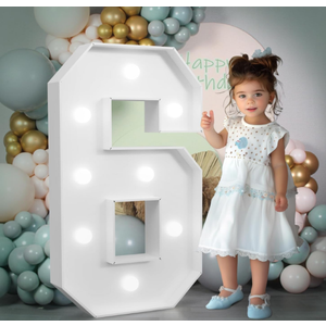 imprsv Light-up Numbers N-th Birthday Decorations: Large 3ft Marquee Number 6 60th Birthday Women Men Six Year Old Birthday Decor Party Backdrop Anniversary Big Foam Board Number