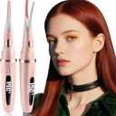 Heated Eyelash Curler - 2 in 1 Clip-Type Electric Lash Curler - 5S Heating - LED Display - 3 Temp Settings - USB Rechargeable - Pink