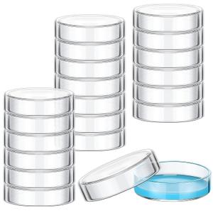 Hoteam 20 Pcs Glass Petri Dishes with Lids Bulk, Autoclavable and Reusable Culture Dishes for Culture Plate, Science Project (100mm)