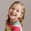 SAOROPEB 56 Pcs Hair Clips for Girls Toddler Hair Clips Cute Hair Accessories for Kids Candy Color Cartoon Design for Little Girls - Green Blue Yellow Pink