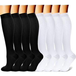 CHARMKING Compression Socks for Women & Men Circulation (8 Pairs) 15-20 mmHg is Best Support for Athletic Running,Cycling (Large-X-Large, 06 Black/Black/Black/White/White)