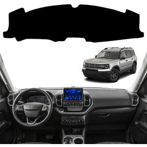 Dashboard Dash Board Cover Mat Pad Carpet Non-Slip Custom Compatible with Ford Bronco Sport 2021 2022 2023 Protector Sunshield (Black Trim)