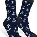 AOYEGO Colorful Cardiograms Funny Socks Health Curve Novelty Casual Crew Socks Contrast Color Design for Women Men Gift (Anchors)