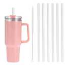 6 Pack Replacement Straws with Cleaning Brush Compatible Stanley 30 oz 40 oz Tumbler, Plastic(White)