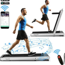 4.75HP 2 In 1 Folding Treadmill W/Remote APP Control - Silver