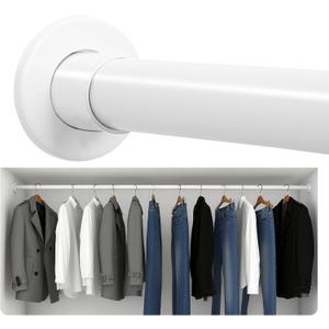 Upgraded Closet Rods for Hanging Clothes, 18 to 92 Inches Adjustable Heavy Duty Closet Rod, Metal Closet Poles, Easy to Install Closet Bar for Closet Wardrobes Laundry, Perfect for Closet Organizer (White)