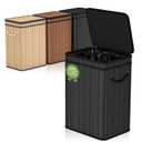 80 Liter/21 Gallon Large Trash Can with Lid, Garbage Bin Wastebasket made of bamboo, Outdoor Garbage Can/Waste/ Basket Bin for Home, Office, Bathroom, Kitchen 24" HX15.8 WX11.8 D (Advanced Black)