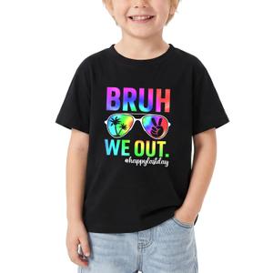 Happy Funny Last Day of School T-Shirt for Kids Toddler Girls Boys Short Sleeve Tee Cotton 4-5T/120