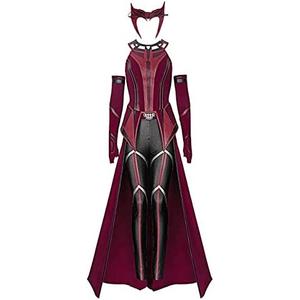 Female Wanda Maximoff Cosplay Costume Scarlet Witch Headwear Cloak and Pants Full Set Outfit medium
