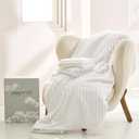 JELLYMONI Plush Duvet Cover Set - Twin Size Beige Striped Fluffy Comforter Cover 2pcs Bedding Set Luxury Ultra Soft Faux Fur Duvet Cover with Zipper and 1 Pillowcase (NO Comforter) (Twin(68"90"))