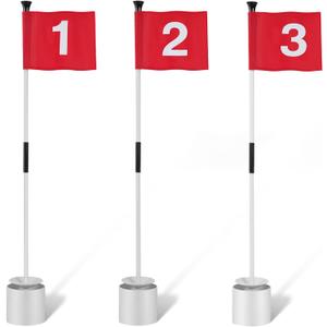 Lewtemi 3 Pcs Golf Flagstick Mini, Putting Green Flag for Yard, All 3 Feet, Detachable Golf Hole Cup, Portable 2 Section Fiberglass Sticks and Flag for Driving Range Backyard Gifts Idea