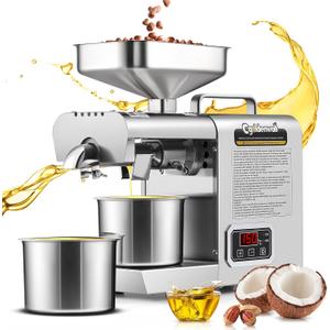 CGOLDENWALL Oil Press Machine,Automatic Oil Making,1000W Oil Extractor for Cold & Hot Pressing,Oil Maker with Intelligent Temperature Controller(32-572F),Seeds Nuts Oil Expeller,CE(110V, US Plug)