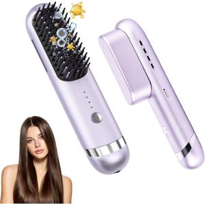 New Go Brush Pro 2026 Cordless Hair Straightener Brush, 280M Dual-Pole Ions, 1-Min MCH Fast Heat, 4000mAh 45-Min Runtime,TSA Mini& Travel,Auto Shut-Off,121 Teeth For Anti-Scald Frizz-Free Salon Smooth