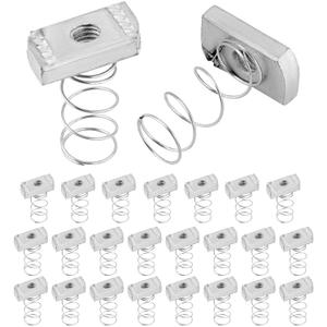 QWORK Strut Channel Nuts with Long Spring  3/8"-16 Thread, 8mm Thick, 25 PackZinc Electroplate Finish  Enhanced Corrosion Resistance for Secure Fitting Attachment