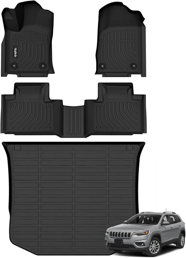 Car Floor Mats & Cargo Mat Custom for 2016-2021 Jeep Grand Cherokee & 2022 2023 Grand Cherokee WK (Not for L) All Weather Floor Mats for Jeep Grand Cherokee Trunk Mat Black Accessories