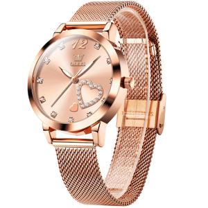 OLEVS Women Watches, Elegant Rose Gold Small Wrist Ladies Watch, Sophisticated Waterproof Mesh Bracelet Quartz Watch for Women