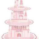 KALEFO Princess Party Supplies 3 Tier Cupcake Stand Birthday Decorations Pink Castle Cake Treat Table Decor(Princess)