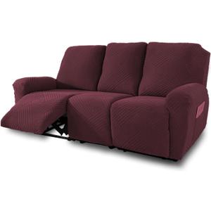 NORTHERN BROTHERS Recliner Couch Cover, Stretch Recliner Sofa Covers 3 Seater, Machine Washable Reclining Couch Covers, Furniture Protector Sofa Recliner Cover for Dog Kid, Wine Red