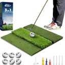 Premium Golf Hitting Mat for Indoor & Outdoor Practice Professional Turf Golf Mat for Driving Range, Backyard & Home Use Portable Golf Practice Mat with Realistic Grass Surface and Accessories