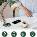 ELYONA LED Desk Lamp with Wireless Charger, Sapele Wood Reading Light with USB C Charging Port, Swing Arm Table Lamp for Home Office, College Dorm, Bedroom Living Room, Bulb Included, Vintage Green