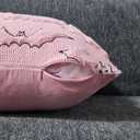 DFXSZ Halloween Pillow Covers 18x18 inch Set of 2 Pink Bat with Black Eyes Throw Pillow Cases Soft Plush Faux Fur Wool Couch Cushion Case for Chair Sofa Bedroom Living Room Home Decor PTK059C18