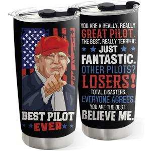 Pilot Tumbler 20oz, Pilot gifts for Men, Pilot Gift Idea for Birthday, Father's Day, Christmas Gift, Aviation Men, Funny Airplane Present, Stainless Steel Cup