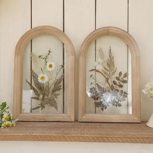 Z&Z ornamentorum Glass Pressed Flower Wood Frame, Set of 1, Flower Botanical Wall Art with Plant for Bedroom Restroom Kitchen Decoration Wall Art