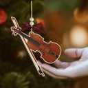 Violin Christmas Ornament 2025 - Violin Ornaments for Girls, Women, Men, Player, Teacher, Wooden Music Christmas Ornament - Unique Gifts for Violin Players